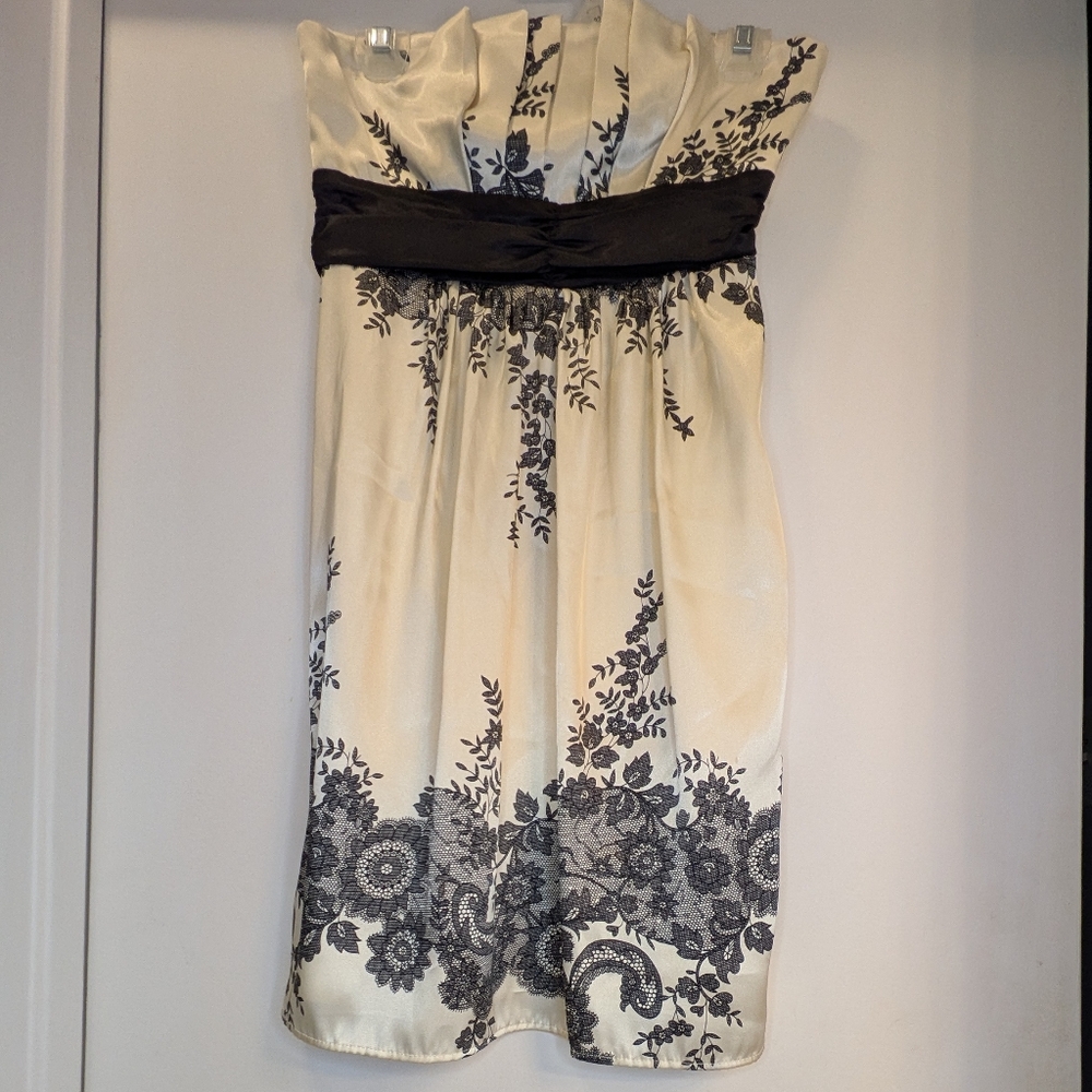 Pink Ice Strapless Cream & Black Dress
